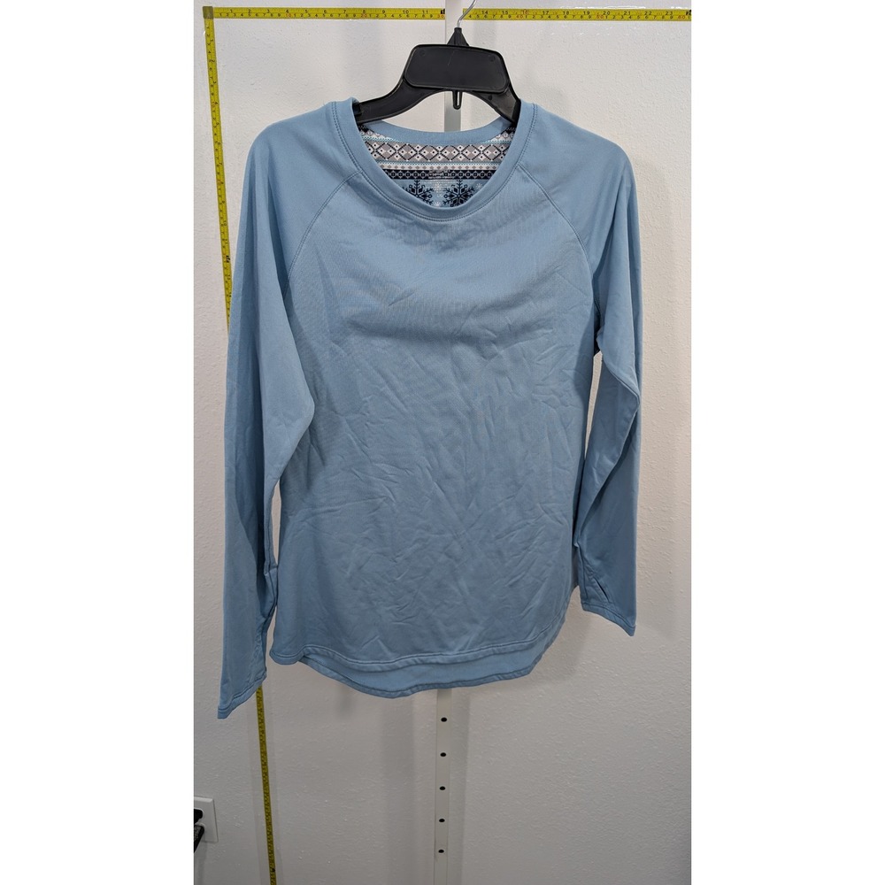 ClimateRight by Cuddl Duds Blue Snowflake Thermal Base Layer Set Womens Large